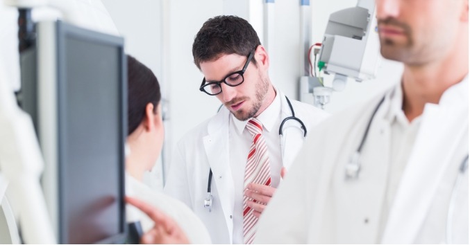 Pharmacist managing stock